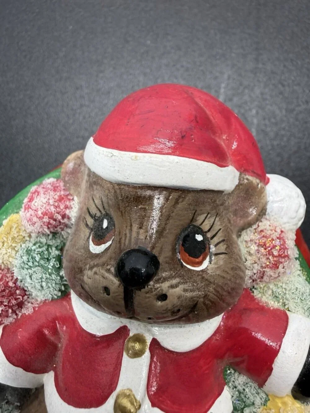 Vintage Dona's Mold Bear Sugar Gum Drops Trinket Box Candy Dish Christmas Decor